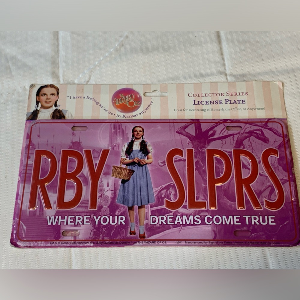 The Wizard of Oz Rby Slprs metal license plate new